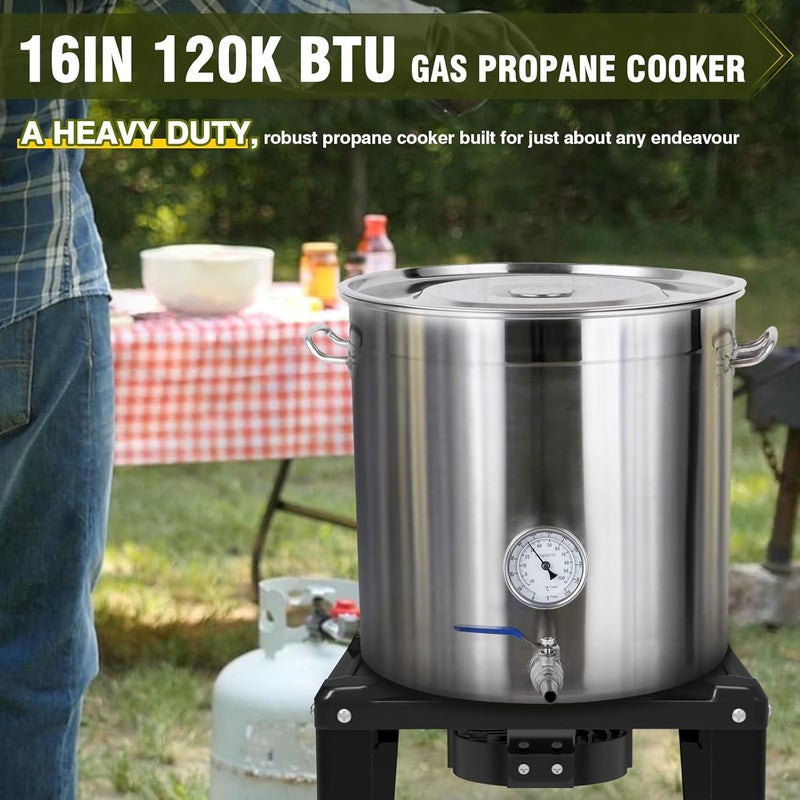 BestFire High Pressure Propane Burner, 120000 BTU Single Propane Stove with 4.1ft 0-20Psi Adjustable Hose with Regulator, 16" Square Steel Cooktop for Camping - Image 2